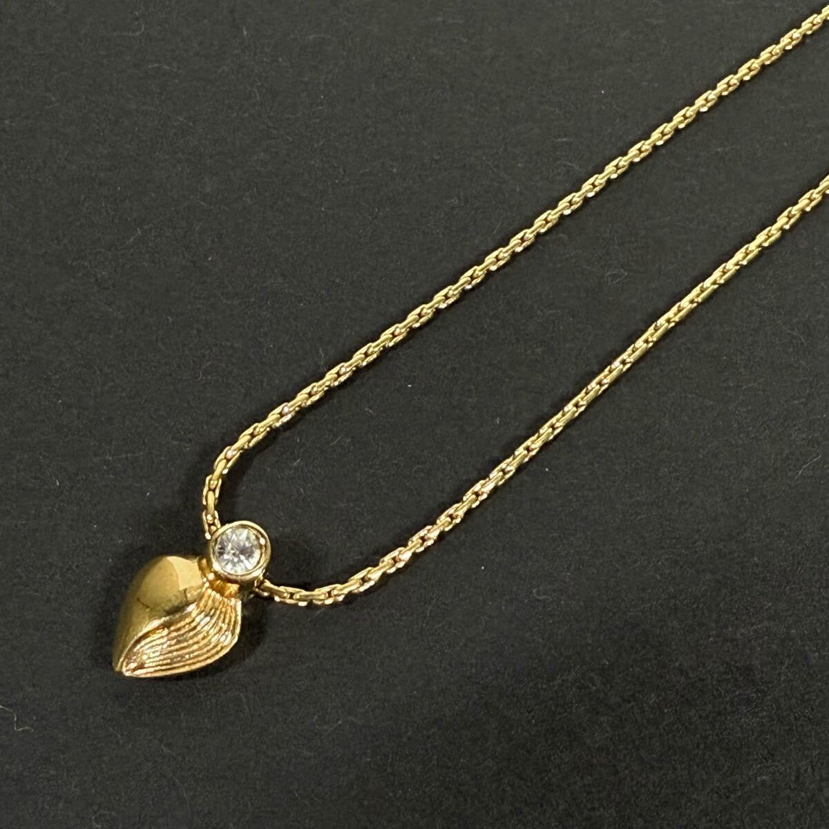 【ディオール】基準内 Christian Dior ネックレス 石付き ラインストーン 全長38cm トップ幅0.8cm ゴールド色系 金属素材 レディース拍卖