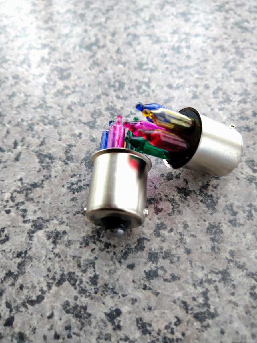 2個 カラー 点滅 バルブ 12v シングル球 検GS400 GT380 くるくる 旧車 デコトラ バイメタル 球 蛍ランプ ラブ灯 街道レーサー 光り物拍卖