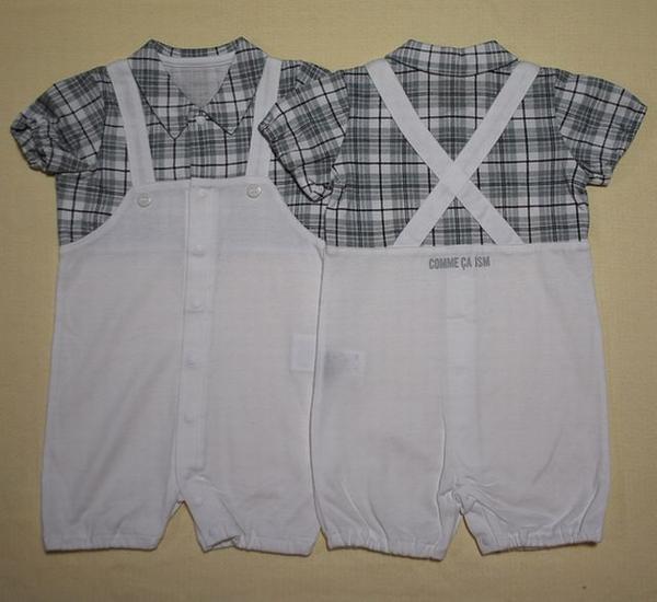 コムサイズム 60/70 綿100% 重ね着半袖ツーウェイ グレー拍卖