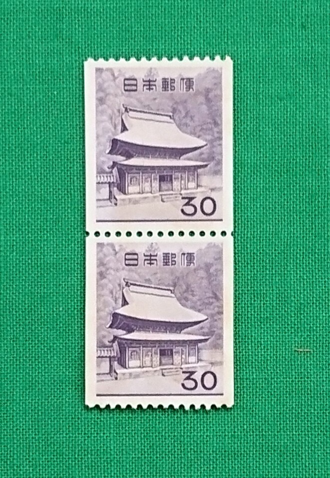 第2次円単位コイル/円覚寺舎利殿/30円/2枚綴り/NH/極上美品/シワ無/シミ無/糊艶良好/1963年カタ価格1,600円/№1867拍卖