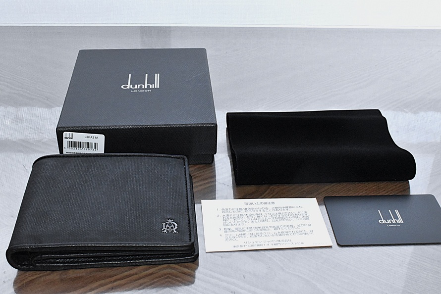 dunhill ダンヒル WINDSOR Bi-fold Wallet ウィンザー ゴシックロゴ PVCコーティングレザー 二つ折り 財布 未使用拍卖
