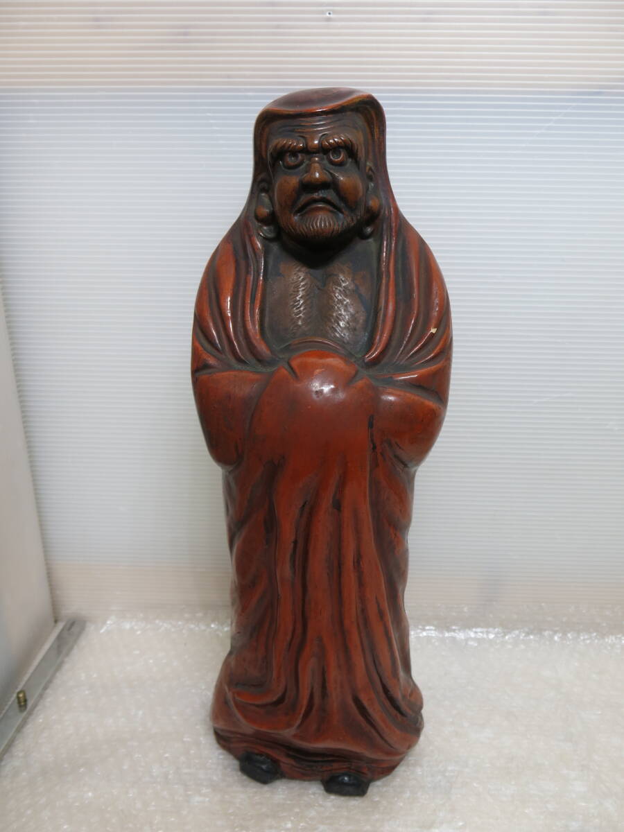 達磨大師 高さ約46㎝ 縁起物 時代物 陶器製 立像 置物 骨董品 アンティーク拍卖