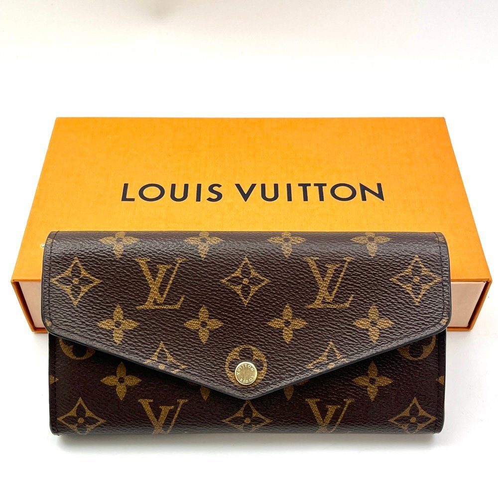 A) LOUIS VUITTON ルイヴィトン モノグラム ポルトフォイユ サラ コクリコ 長財布 M62236 外箱付属 中古 USED ブランド 服飾 ※留め具△拍卖