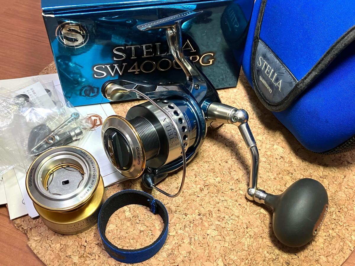 ★即決!稀少 シマノ 01 ステラ SW 4000PG 美品!機関好調 SHIMANO STELLA 箱 袋 ハンドルTノブ 替えスプール ハンドル交換軸 付き★拍卖