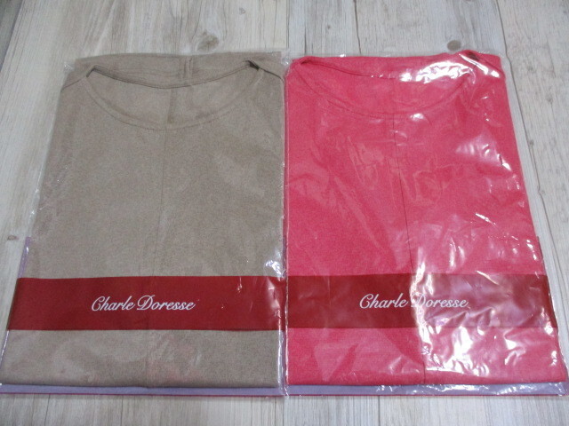 即決 M 2枚セット★新品 半袖 シャルレ 細見え★セレクト プルオーバー ピンク モナ ブラウン 茶 系 レディース 婦人 トップス シャツ G-1拍卖