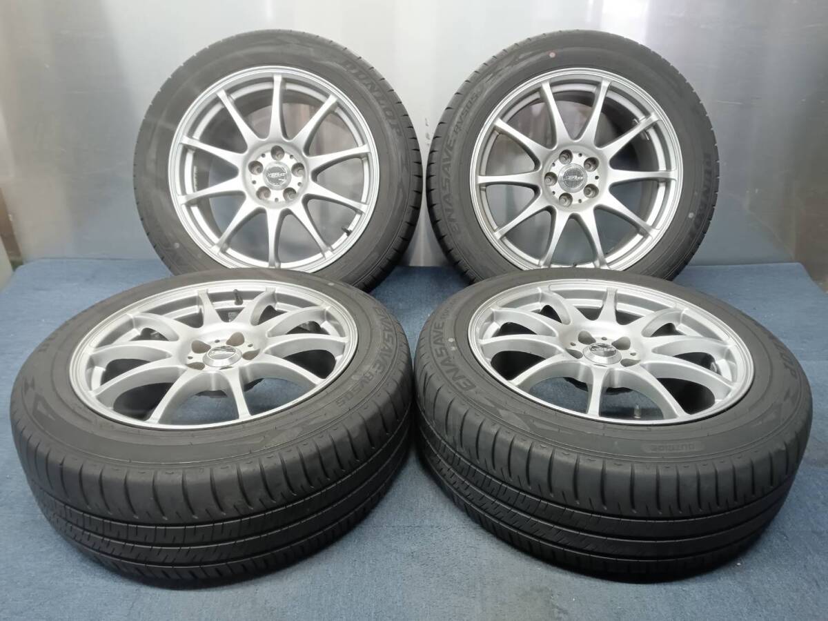 ★8分山★19年製★ ダンロップENASAVE RV505 215/55R17 社外ホイール 17×8J +46 5H-100 4本セット B389拍卖