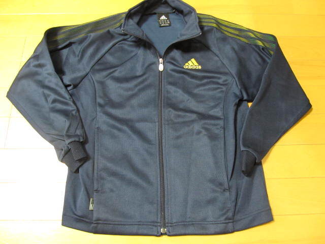 良品【adidas】アディダス ジュニア ジャージトップ 140cm 紺 トレーニング サッカー 野球 バスケットボール トラック フィールド拍卖