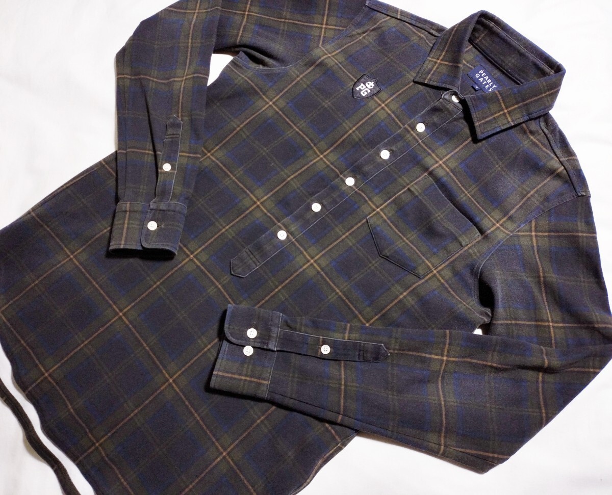パーリーゲイツ(PEARLY GATES) ストレッチ長袖シャツ(秋冬用) サイズ:4(M) TSI正規品識別タグあり拍卖