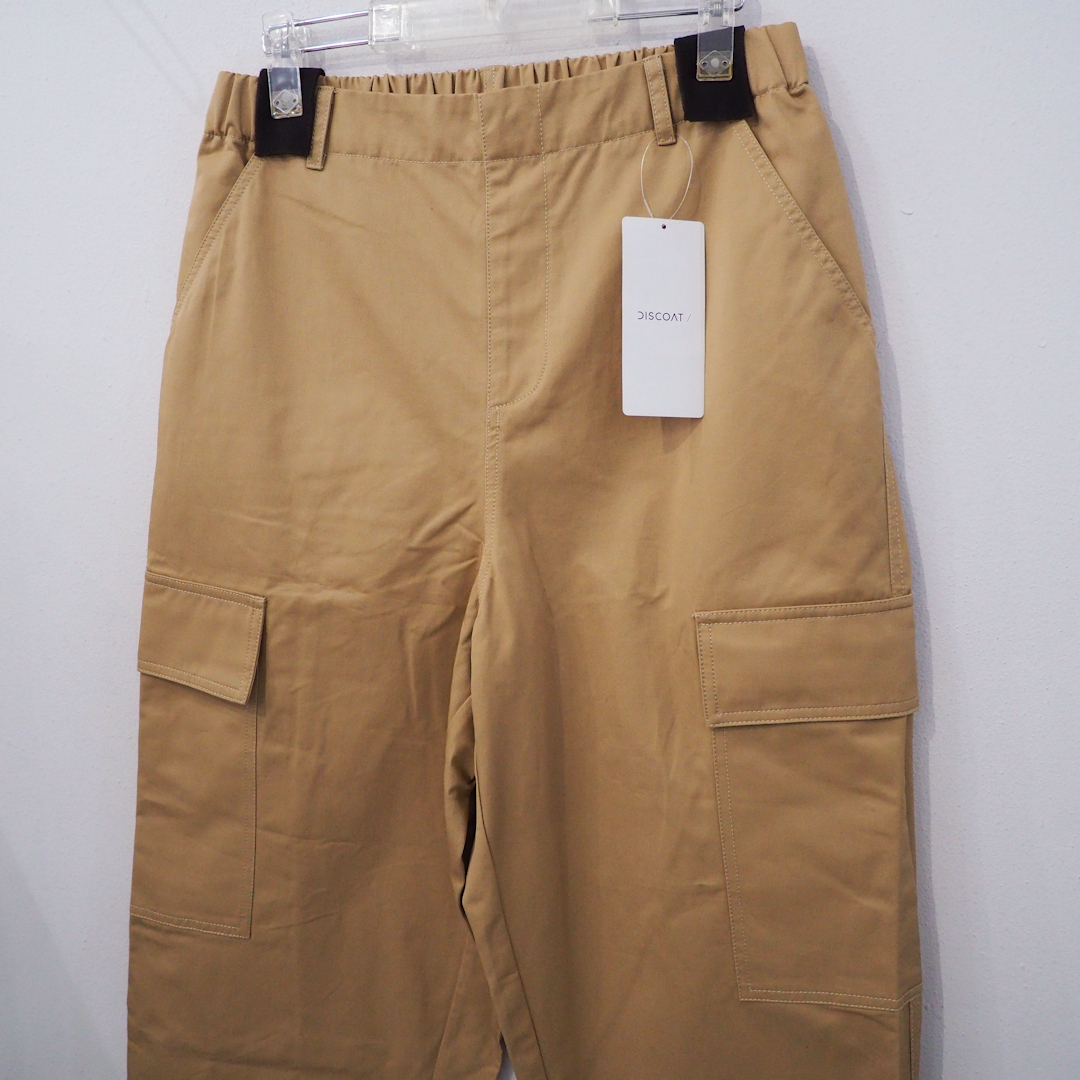 新品 定価6600円 ディスコート 24ss 春夏 ツイル カーゴ パンツ ベージュ メンズ M S サイズ Discoat コットン 100% 綿パン チノパン ゴム拍卖
