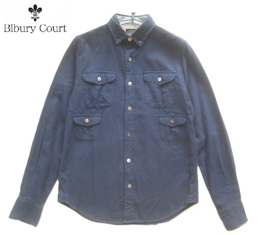 極上日本製!!バイブリーコート Bibury Court*クワトロポケット コットンボタンダウンシャツ 36 実寸S ネイビー 紺 拍卖