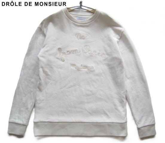 定価3万フランス製!!ドロールドムッシュ DROLE DE MONSIEUR*NOT FROM PARIS MADAME刺繍 スウェット M オフホワイト クリーム拍卖