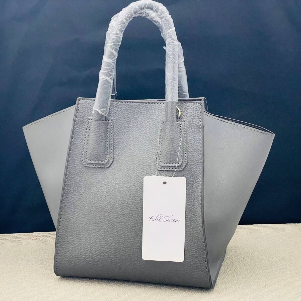 未使用 個人長期保管品 Edit sheen エディット シーン スクエアハンドバッグ グレー ショルダー紐付拍卖