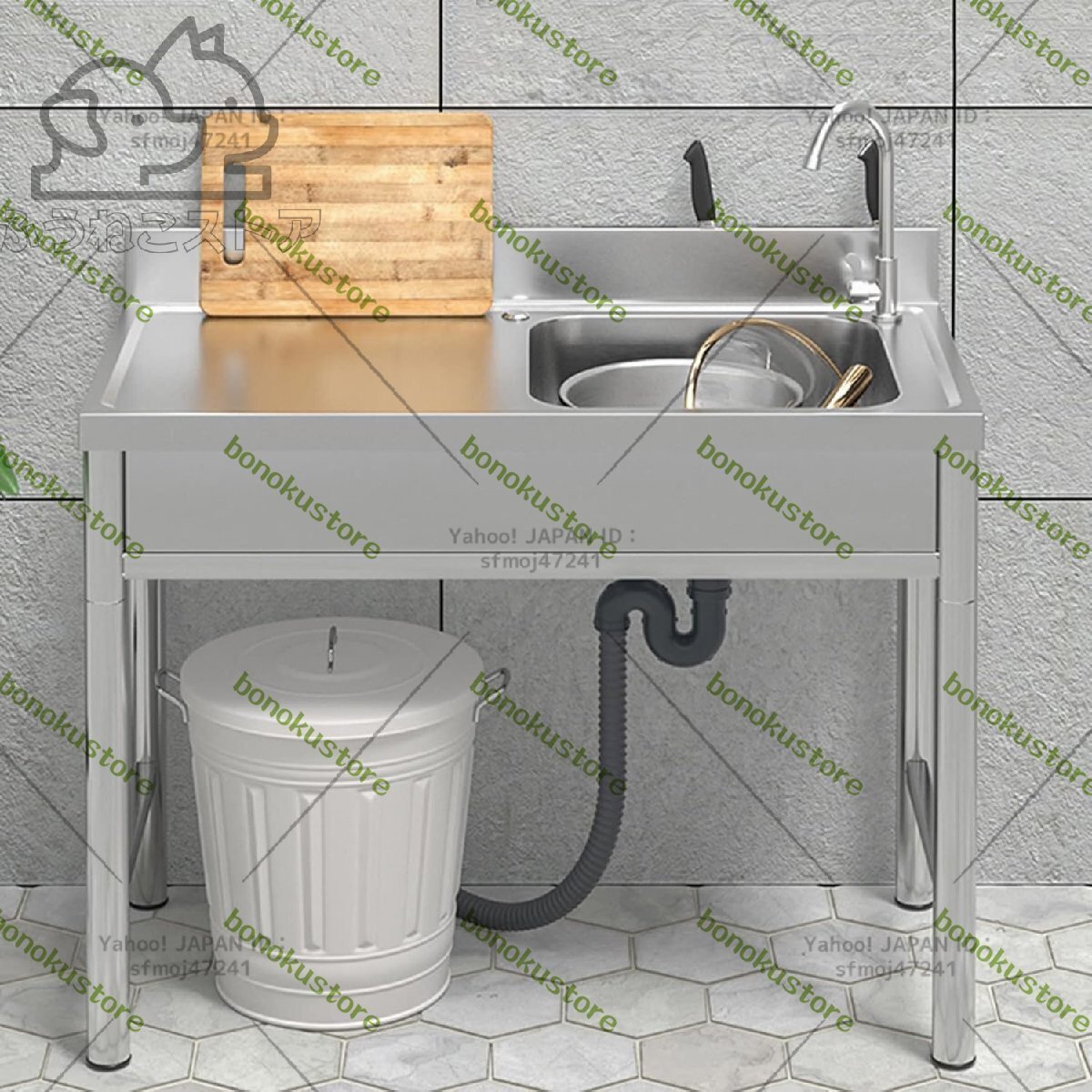 高級製品★ 流し台 ガーデンシンク 業務用流し台 自立型ステンレススチールシンク、シングルボウル商業レストランキッチンユーティリティ拍卖