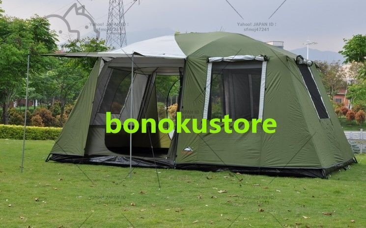 品質保証 大型テント8人以上 2つのベッドルームと1つのリビングルーム アウトドア キャンプ 防雨/防風 /キャンプ/ピクニック拍卖