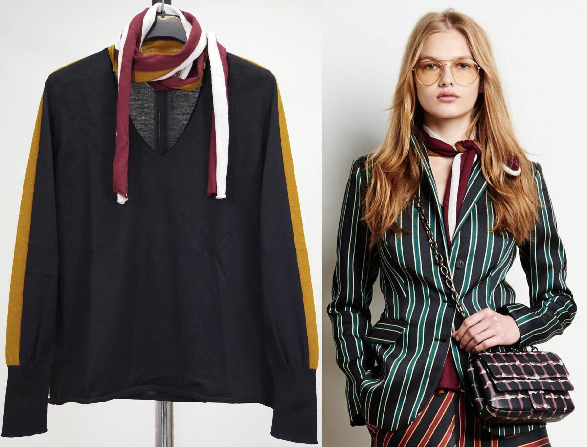 TOMAS MAIER トーマスマイヤー 16AWストール付きサイドラインニット0 Italy製 ボッテガヴェネタ拍卖