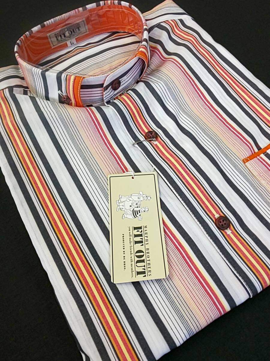 新品 SALE!! 50%OFF!! 特別価格!! 送料無料 FIT OUT フィットアウト 半袖 スタンドカラー カジュアルシャツ Lサイズ ゆったり 77852拍卖