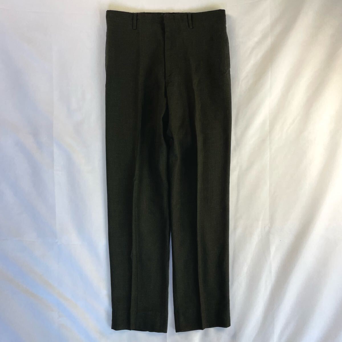 US Vintage 60-70s HAGGAR SNUG DUDS ウール ノータック 深緑 モスグリーン メランジ レトロ デザインスラックス トラウザーズ拍卖