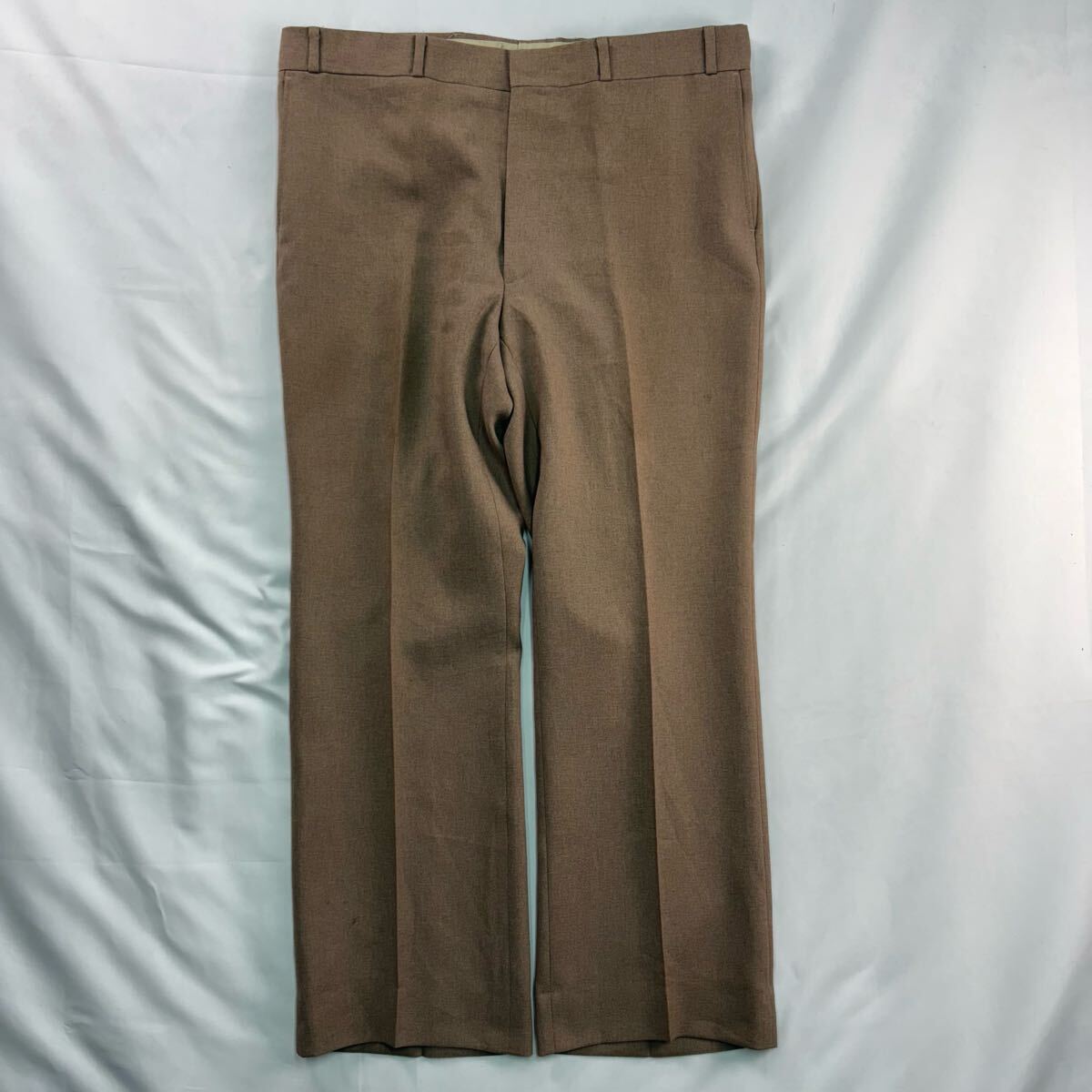 US Vintage 70-80s SEARS ツイル ノータック フレア ブーツカット ベルボトム ブラウン レトロ スラックス ドレスパンツ トラウザーズ拍卖