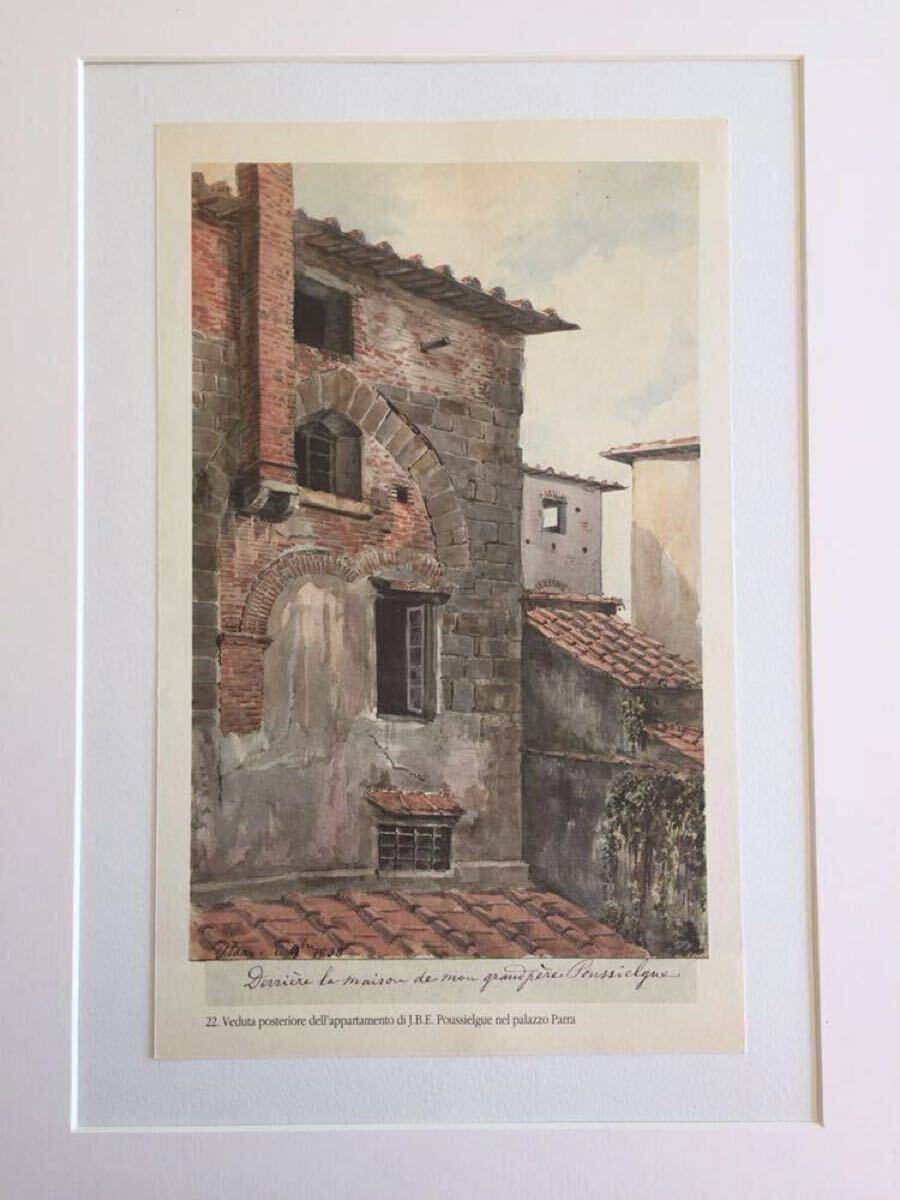 【イタリア製】絵柄30種展開 9世紀 イタリア 絵画 風景画 2 印刷物 木製額装355×268mm 絵画 教会 スケッチ画 絵柄違い有拍卖