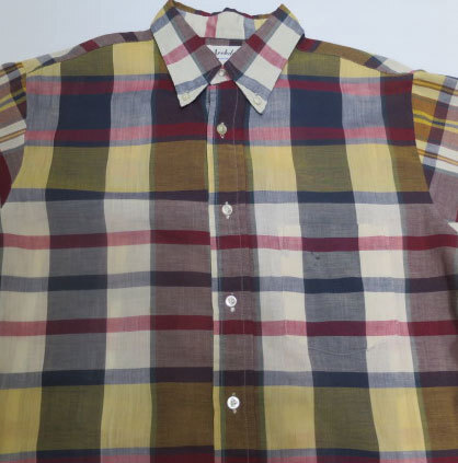 USS6ボタンダウンシャツUNKNOWNアメリカ古着アメリカ製60'sビンテージMチェックシャツ半袖シャツARCHDALEオールド拍卖