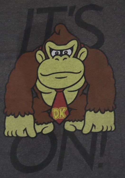 ST24ドンキーコングDONKEY KONGアメリカ古着キャラクターTシャツMゲーム染み込みプリント加工チャコールグレー系オールド&レトロスタイル拍卖