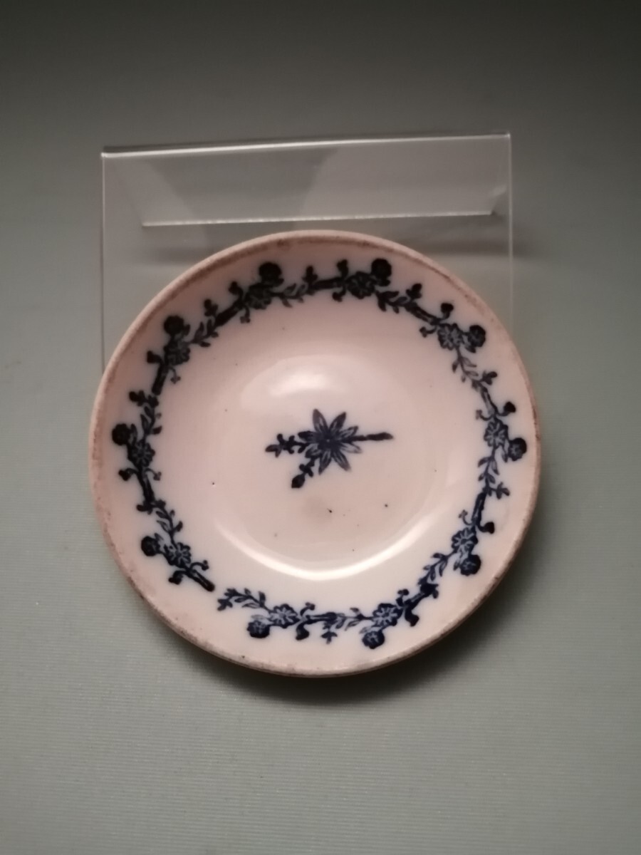 染付 小花小皿 19世紀 イギリス ビクトリア アンティーク 小皿 豆皿 染付 コバルト 洋食器 小物入れ 20P102d1拍卖