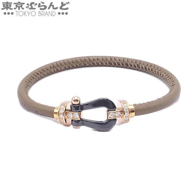 101767684 フレッド FRED フォース10 ブレスレット LM ピンクゴールドxベージュxブラック K18PG ダイヤモンド #18 レディース 仕上済拍卖