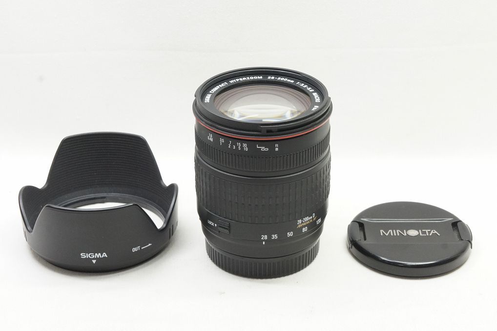 【適格請求書発行】SIGMA AF 28-200mm F3.5-5.6 COMPACT HYPERZOOM MACRO SONY MINOLTA αマウント フード付【アルプスカメラ】250416b拍卖