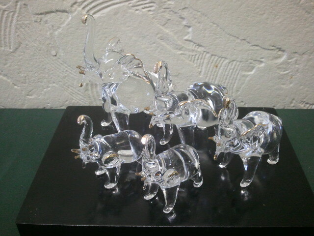 ☆☆【ガラス置物・インテリア】象 置物 ガラス オブジェ エレファント/風水 開運 縁起物☆☆拍卖