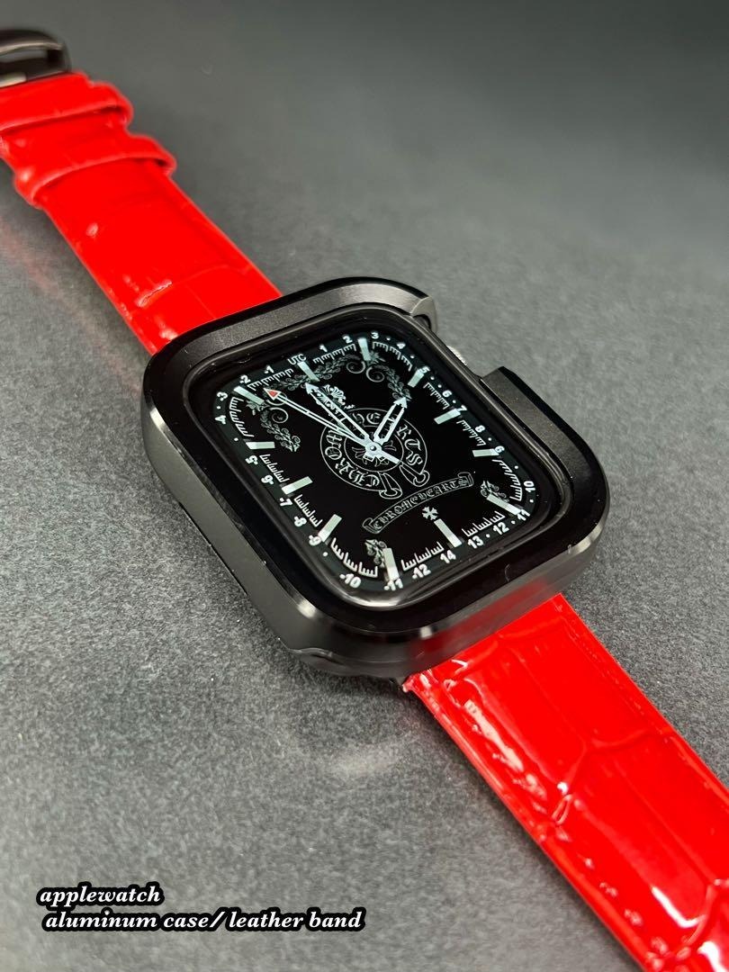 アップルウォッチ アルミニウム ケース 本革 レザー ベルト 49mm ウルトラ 45mm 44mm 40mm 41mm applewatch拍卖
