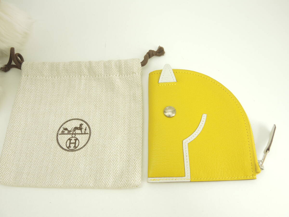 エルメス パドックウォレット シェーブル 黄白 コインケース カードケース 未使用@U 8拍卖