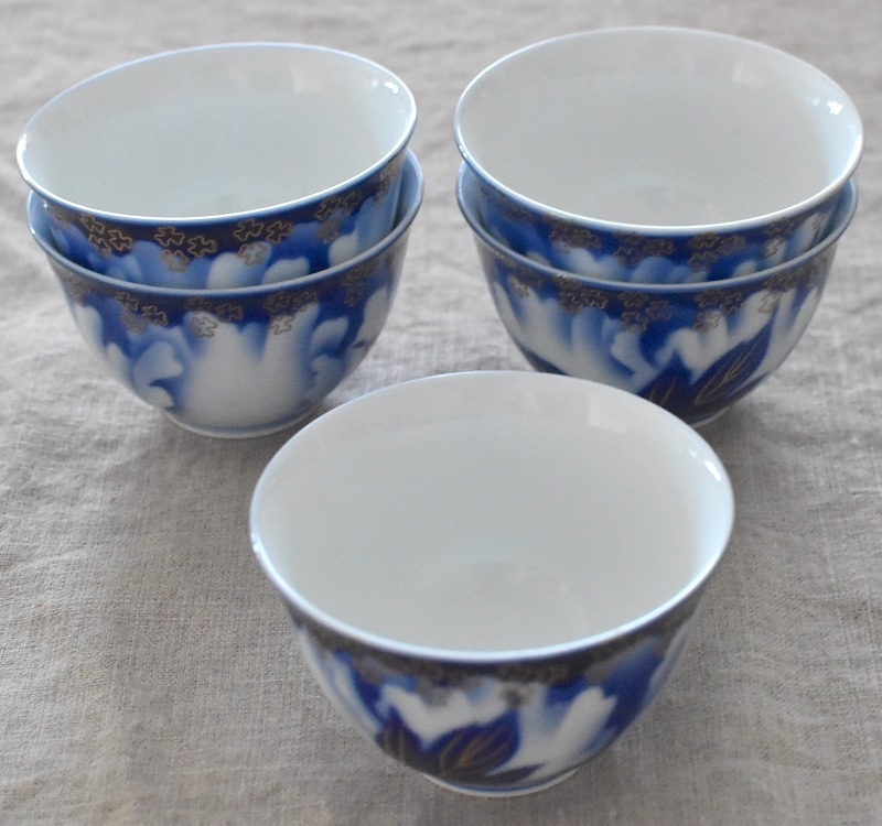 深川製磁 牡丹金ミル 湯呑 5個拍卖