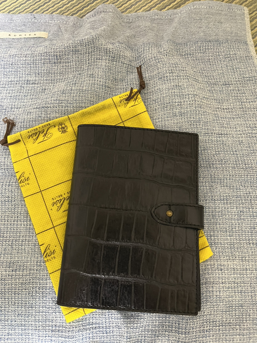 【未使用品】フェリージ Felisi 684/1 レザー ブックカバー 型押し ブラック拍卖