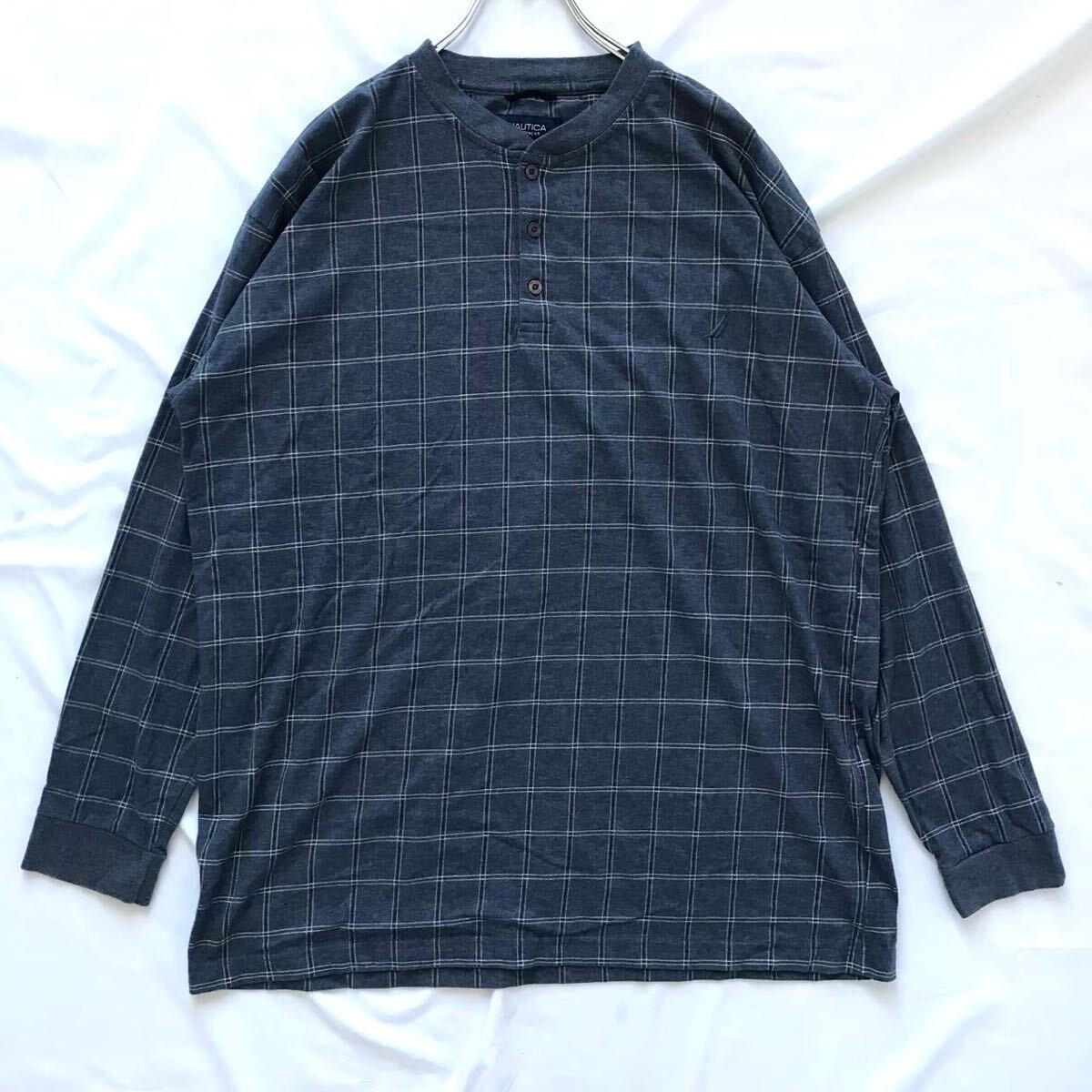 nauticaの格子柄ロングTシャツ 長袖ポロシャツ L拍卖