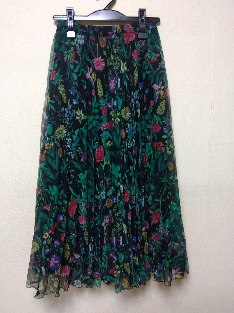 極美正規品Grace Class グレースクラス花柄シフォンプリーツスカート 36拍卖
