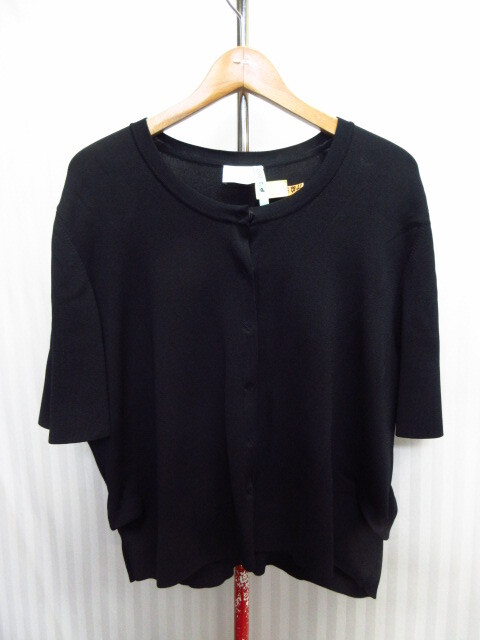 MARINA RINALDI(マリナ リナルディ) 半袖ニットカーディガン SIZE L XXL相当 黒 マックスアンドコー 半袖セーター サマーニット 04244拍卖