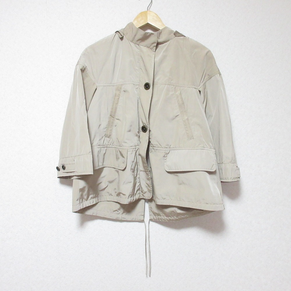 良品 WEEKEND Max Mara ウィークエンドマックスマーラ ハーフスリーブ フーデッド ジャケット ブルゾン パーカー 42 ベージュ拍卖