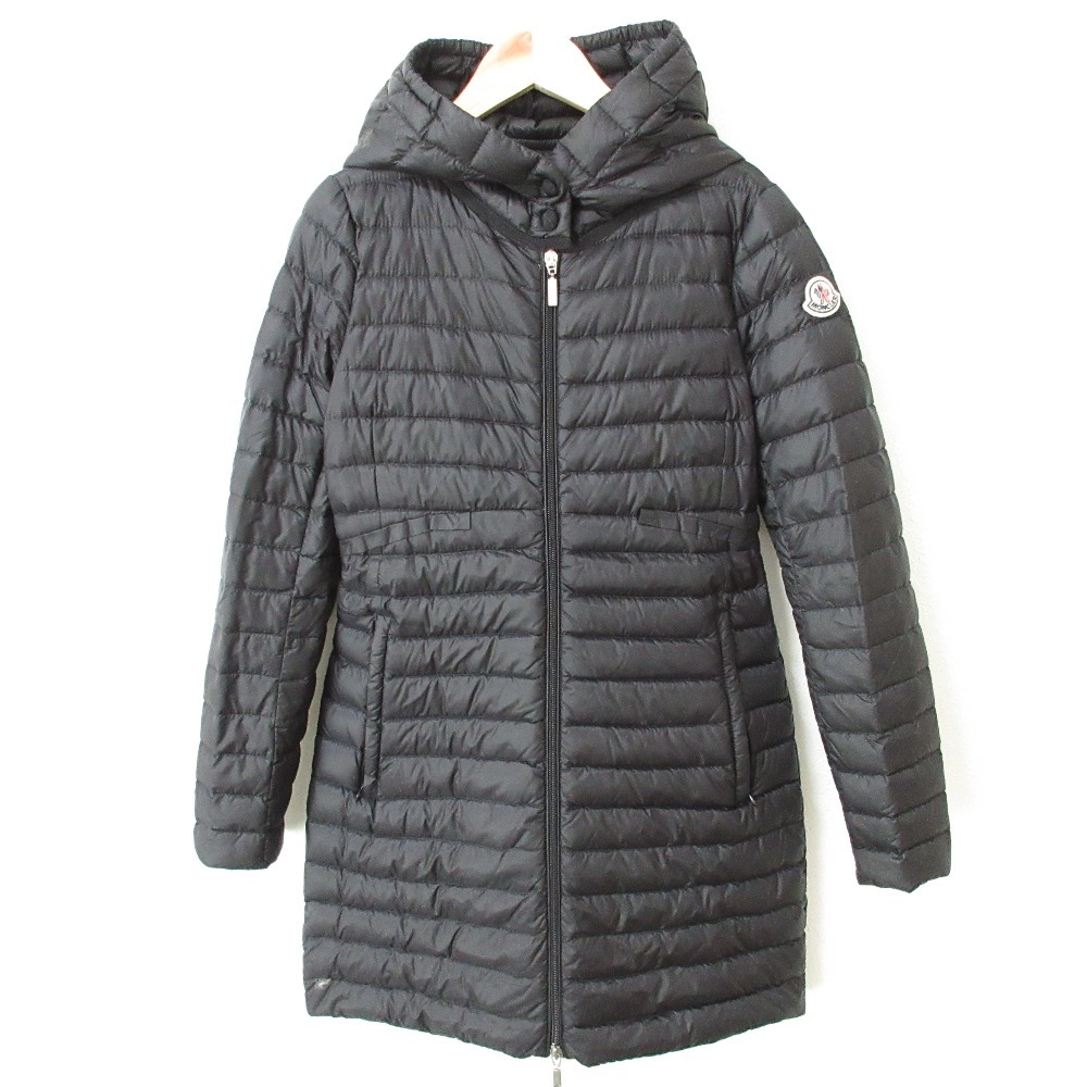 良品 MONCLER モンクレール BARBEL ダブルジップ フーデッド ダウンコート ロングダウンジャケット 00 ブラック拍卖