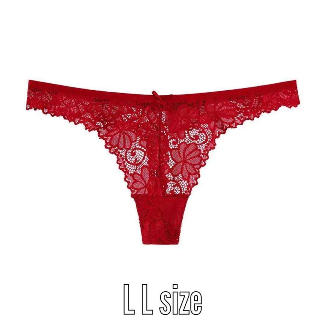 N-7.set割 シースルーTバックショーツ レディース レッド LL拍卖