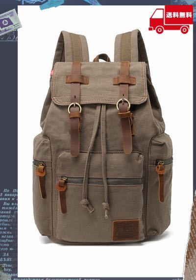 バックパック メンズ ヴィンテージ キャンバス 大容量 アウトドア オリーブ 新品 送料無料拍卖