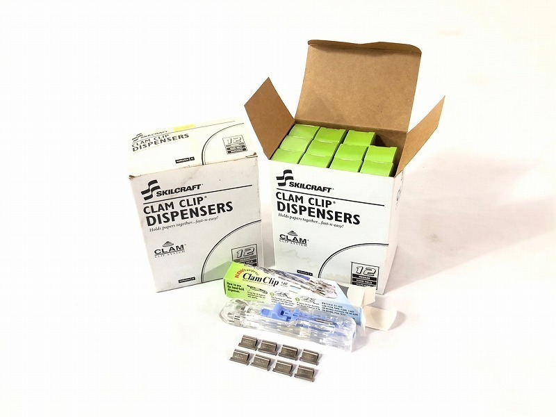 #【米軍放出品】未使用品 ペーパークリップディスペンサー 12個入×2箱 連射式クリップ SKILCRAFT クラムクリップ (60)☆CD23V拍卖