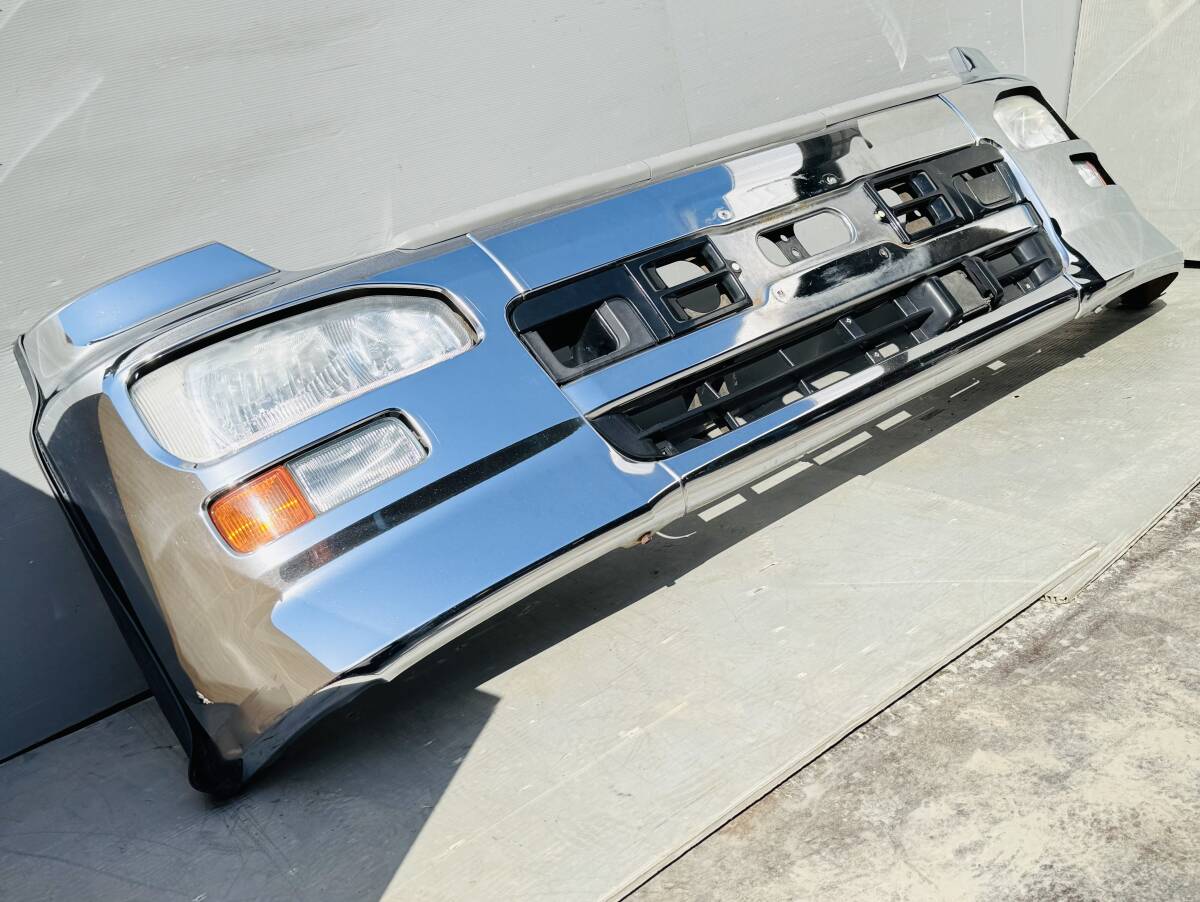 14206N 日産 UD トラックス クオン H17.1〜H29.3 純正 メッキ フロント バンパー フレーム ヘッドライト サイドマーカー フル セット拍卖