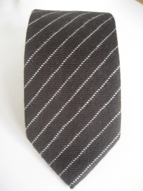 ネクタイ 【Personality】(パーソナリティ) カシミア100% (イタリア製) ブラウン ストライプ ハンドメイド 未使用品拍卖