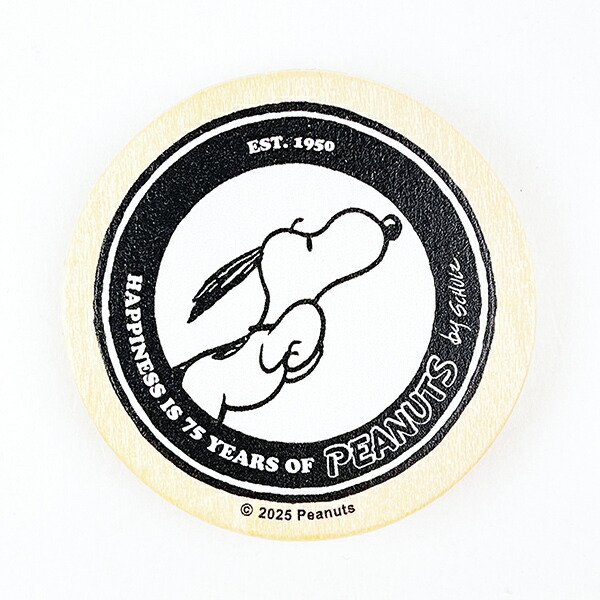 スヌーピー 丸型木のマグネット ホワイト PEANUTS 75th SNOOPY 日本製拍卖
