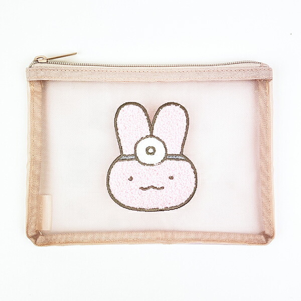 ホワイトタイガーとブラックタイガー サガラ刺繍メッシュポーチ ピンク拍卖