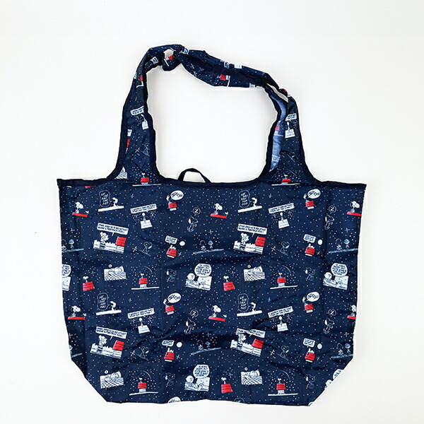 スヌーピー ナイト&スリーブネイビー 折りたたみエコバッグ(M) SNOOPY拍卖