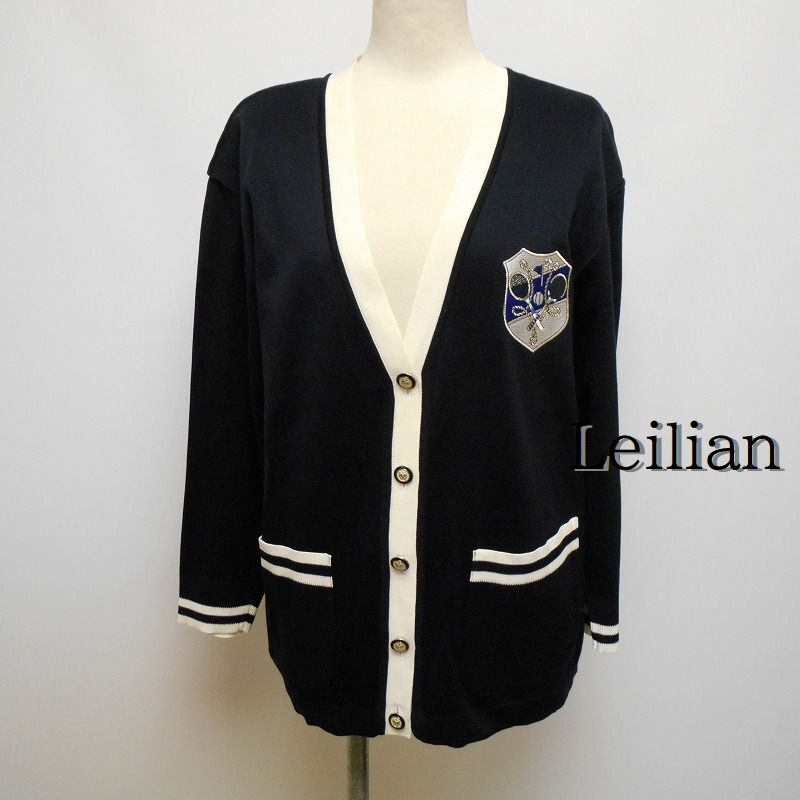943331 Leilian レリアン 黒 長袖 カーディガン 9拍卖