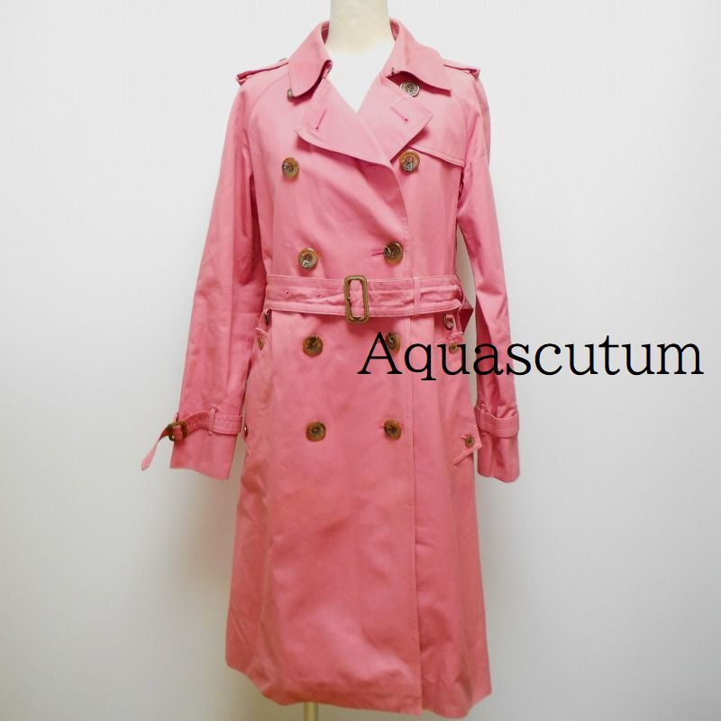 879988 Aquascutum アクアスキュータム AQ ピンク系 トレンチコート 36拍卖