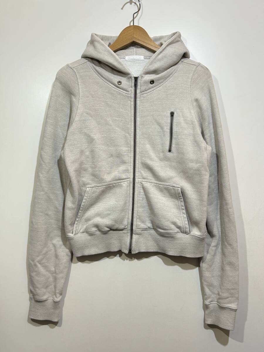 ★ And A スウェット フルジップ パーカー 38 ジップアップ フーディー リネン混紡 ジップ胸ポケット付き ライトグレー 拍卖