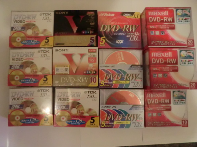 送料無料 保管品 全てCPRM対応 DVD-RW 100枚セット TDK20枚 maxell50枚 ビクター15枚 ソニー15枚 パッケージ破れ有拍卖